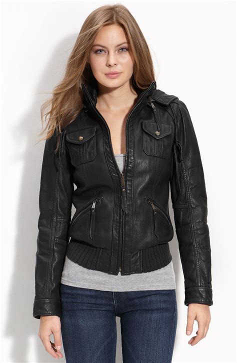 michael kors leather bomber jacket women|michael kors hooded anorak jacket.